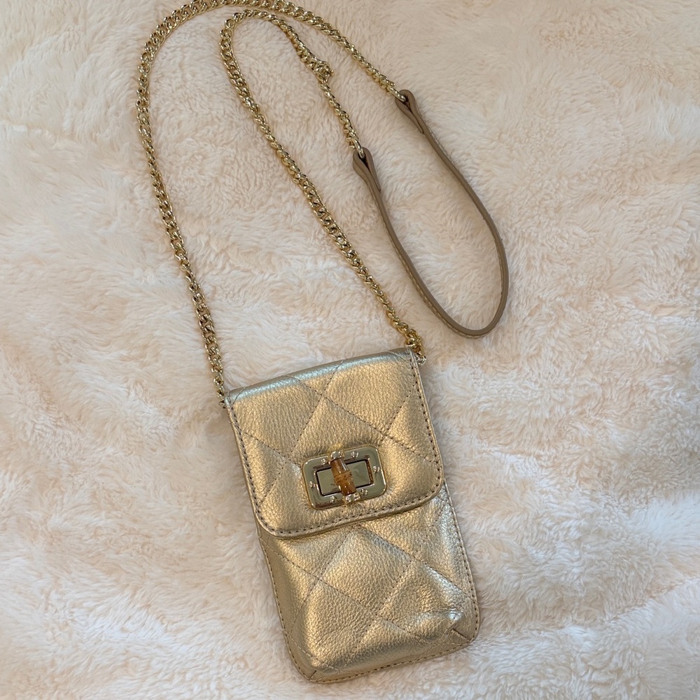 Lilly Pulitzer Gold Quilted Phone Crossbody